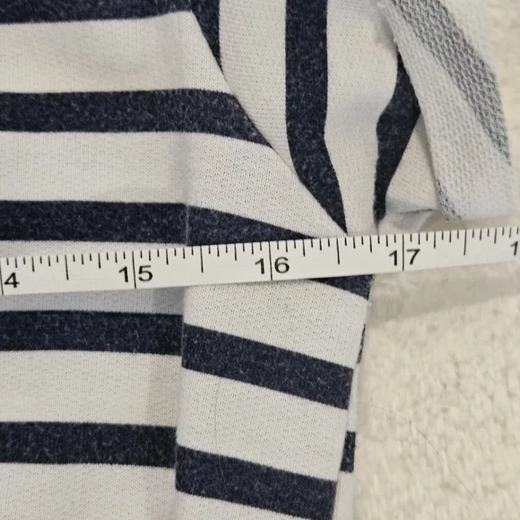 Zara Stripe Knot Front Tee Navy Blue White Size M Summer Vacation Cropped Preppy - Picture 4 of 6